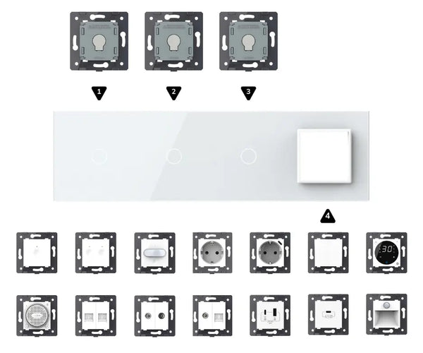 Zelf samenstellen | Wit | Afdekraam 1+1+1+SR Livolo Nederland B.V.