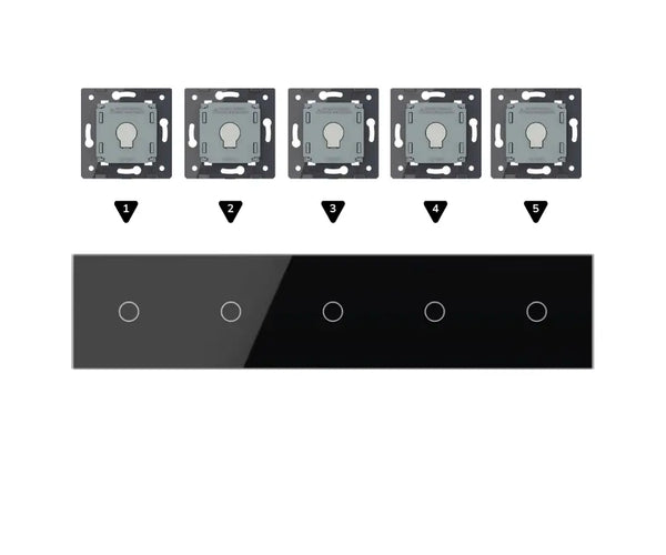 Zelf samenstellen | Zwart | Afdekraam 1+1+1+1+1 Livolo Nederland B.V.