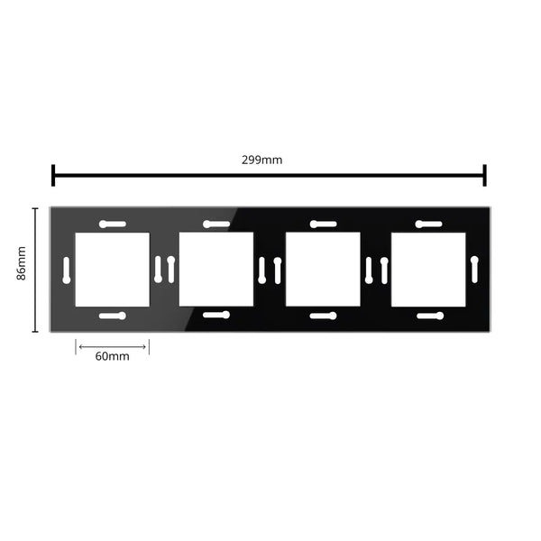 Livolo | 1+1+1+1 | Zwart glanzend | Adapterraam | Extra afdekking Livolo Nederland B.V.