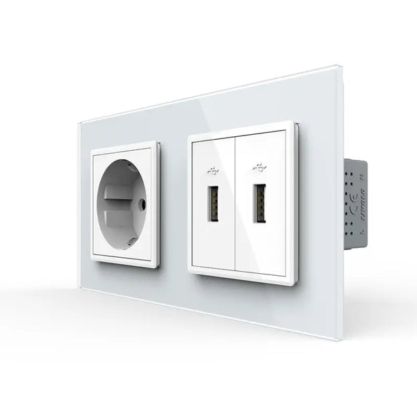 Livolo | Wit | SR+SR | Wandcontactdoos | USB + USB oplader Livolo Nederland B.V.