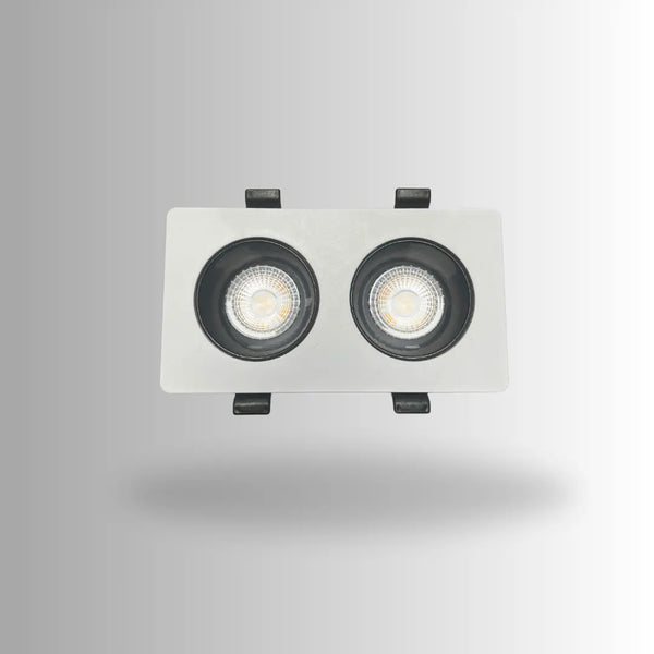 Dubbele GU10 armatuur | Wit - Zwart | Kantelbaar en Richtbaar | Inbouwspot | Rechthoek | ø 2x76mm Livolo Nederland B.V.