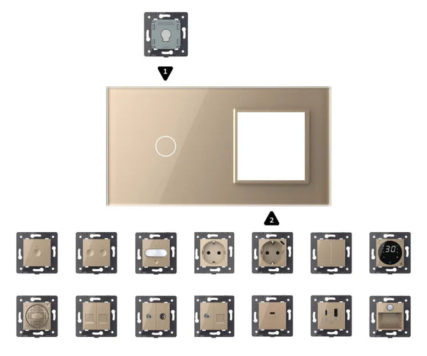 Zelf samenstellen | Goud | Afdekraam 1+SR Livolo Nederland B.V.
