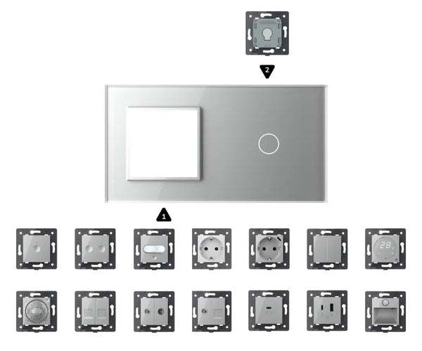 Zelf samenstellen | Grijs | Afdekraam SR+1 Livolo Nederland B.V.