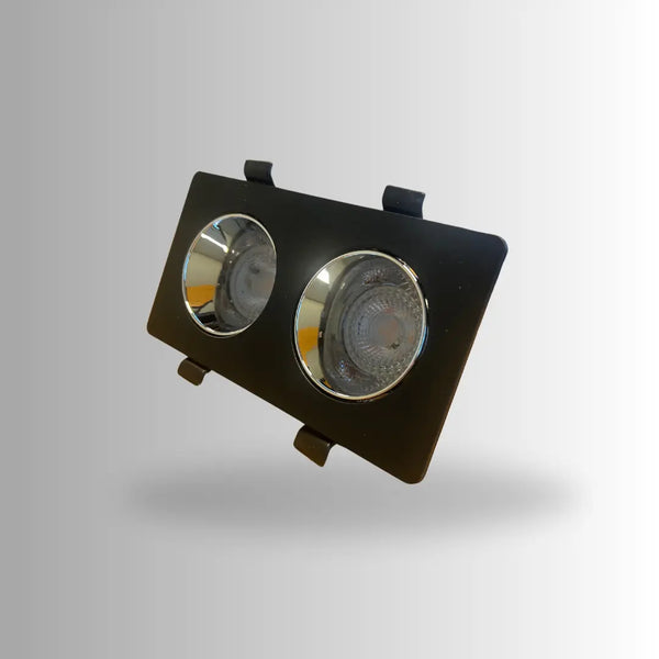 Dubbele GU10 armatuur | Zwart - Chroom | Kantelbaar en Richtbaar | Inbouwspot | Rechthoek | ø 2x76mm Livolo Nederland B.V.