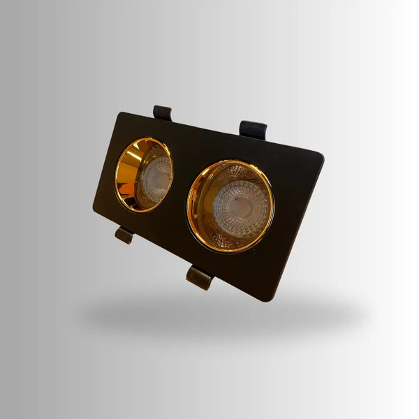 Dubbele GU10 armatuur | Zwart - Goud | Kantelbaar en Richtbaar | Inbouwspot | Rechthoek | ø 2x76mm Livolo Nederland B.V.
