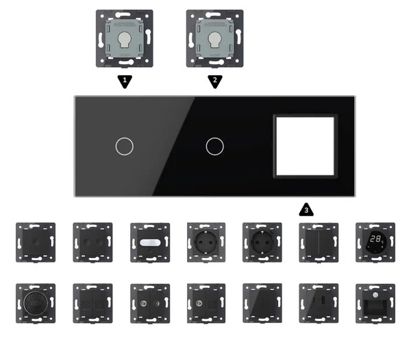 Zelf samenstellen | Zwart | Afdekraam 1+1+SR Livolo Nederland B.V.