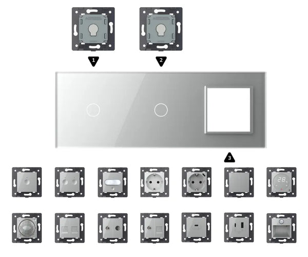 Zelf samenstellen | Grijs | Afdekraam 1+1+SR Livolo Nederland B.V.