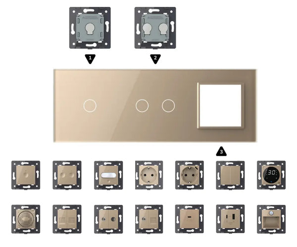 Zelf samenstellen | Goud | Afdekraam 1+2+SR Livolo Nederland B.V.