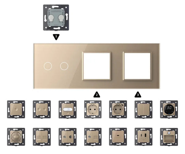 Zelf samenstellen | Goud | Afdekraam 2+SR+SR Livolo Nederland B.V.