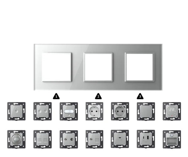 Zelf samenstellen | Grijs | Afdekraam SR+SR+SR Livolo Nederland B.V.