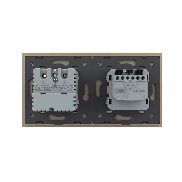 Livolo | Goud | SR+SR | Wandcontactdoos | Wandcontactdoos + USB-C Oplader Livolo Nederland B.V.
