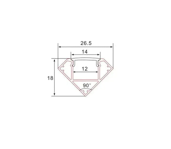 Profiel | Inbouw | 1 Meter | Hoek | Aluminium | 16 x 16 | COB ledstrip