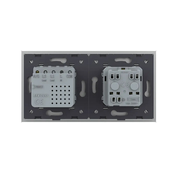 Livolo | Grijs | SR+SR | Wandcontactdoos | USB + USB type C oplader | France Livolo Nederland B.V.