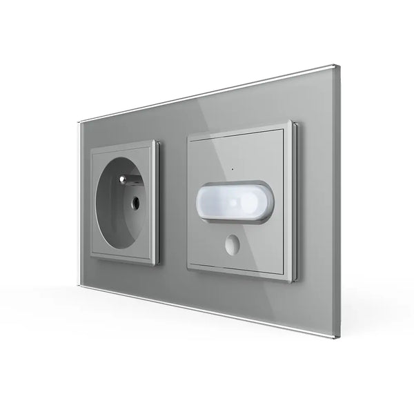 Livolo | Grijs | SR+SR | Wandcontactdoos | France | Bewegingsmelder | Aan/Uit Livolo Nederland B.V.