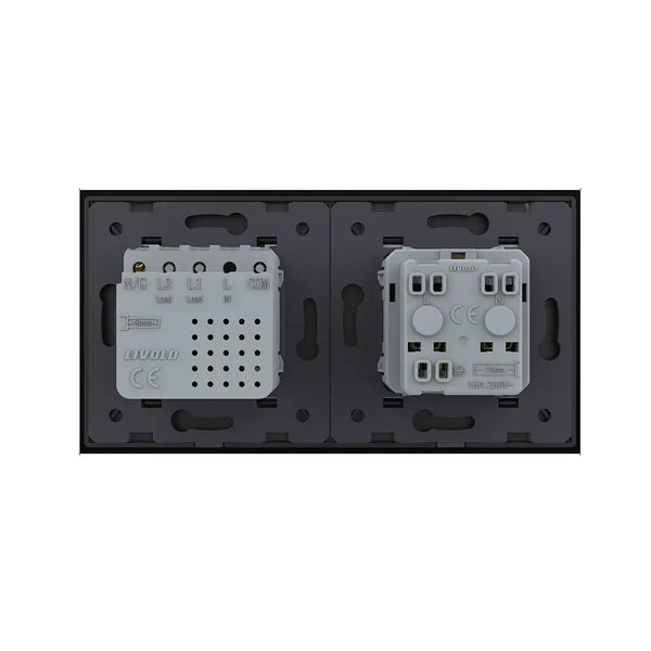 Livolo | Zwart | SR+SR | Wandcontactdoos | USB + USB type C oplader | France Livolo Nederland B.V.