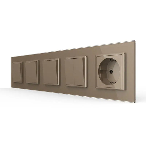 Livolo | Goud | 1+1+1+2+SR | Aan/Uit | Wipschakelaar met wandcontactdoos Livolo Nederland B.V.