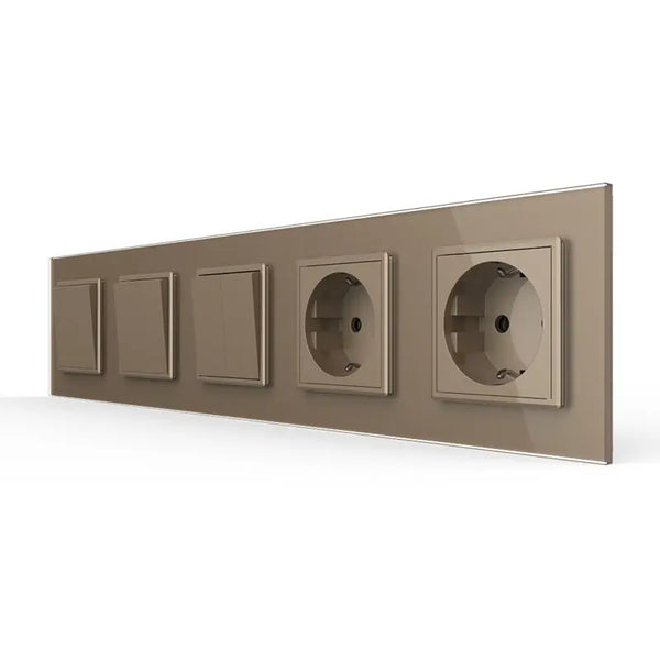 Livolo | Goud | 1+1+2+SR+SR | Aan/Uit | Wipschakelaar met dubbele wandcontactdoos Livolo Nederland B.V.