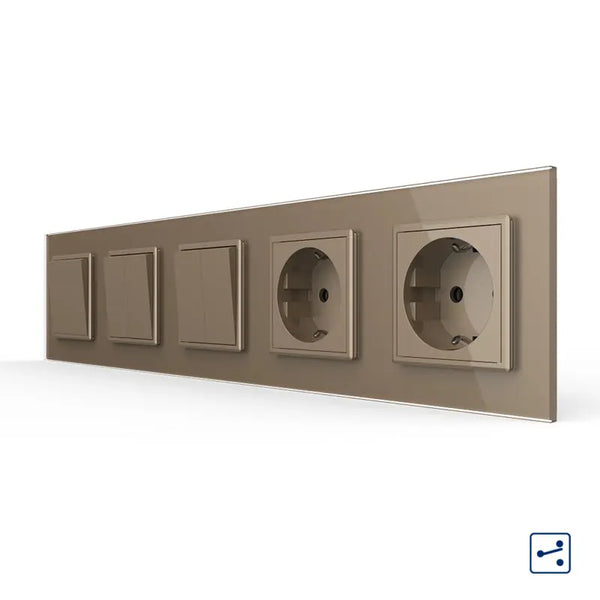 Livolo | Goud | 1+2+2+SR+SR | Aan/Uit | Wissel | Wipschakelaar met dubbele wandcontactdoos Livolo Nederland B.V.