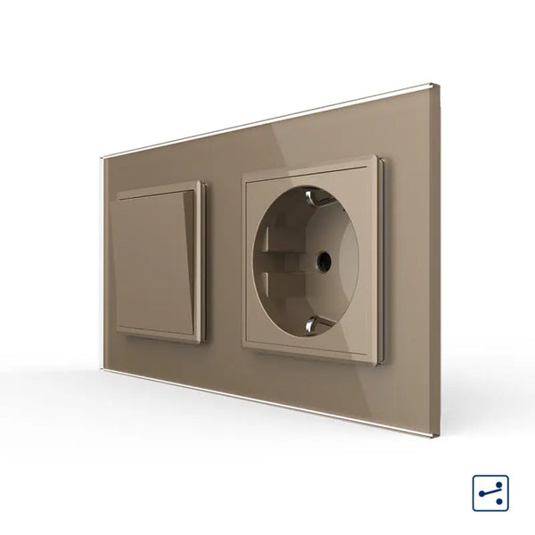 Livolo | Goud | 1+SR | Aan/Uit | Wissel | Wipschakelaar met wandcontactdoos Livolo Nederland B.V.