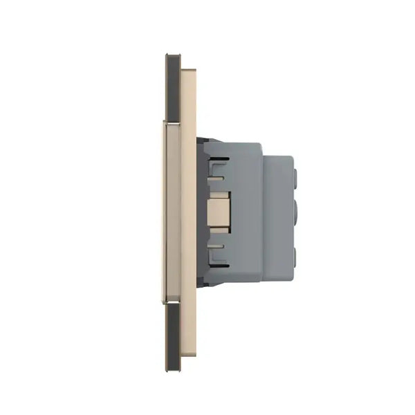 Livolo | Goud | 1+SR+SR | Dimmer | Wisselschakelaar met dubbele wandcontactdoos Livolo Nederland B.V.