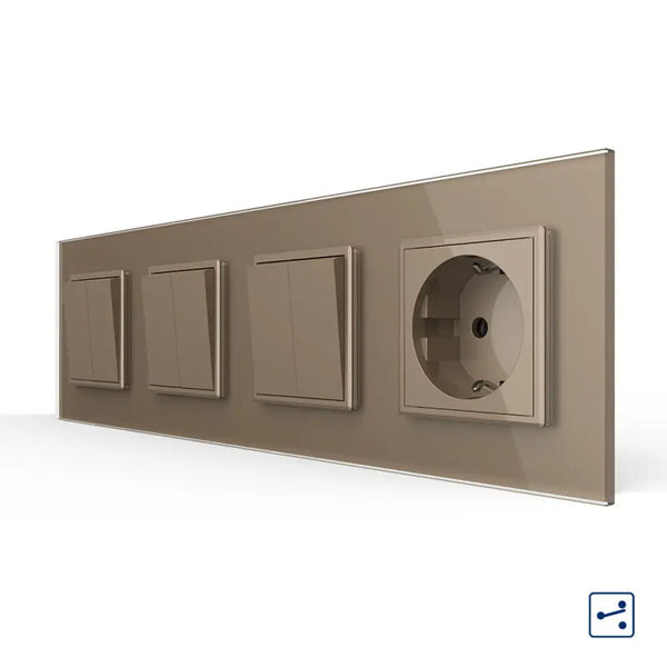 Livolo | Goud | 2+2+2+SR | Aan/Uit | Wissel | Wipschakelaar met wandcontactdoos Livolo Nederland B.V.