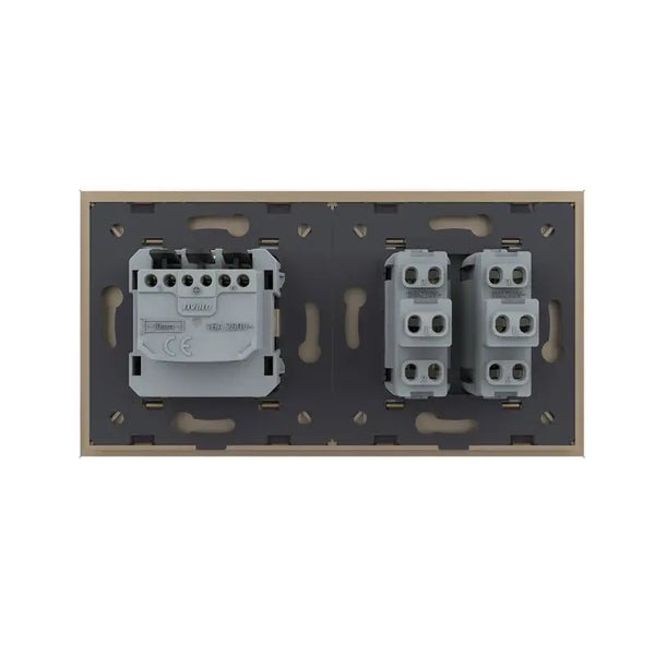 Livolo | Goud | 2+SR | Aan/Uit | Wipschakelaar met wandcontactdoos Livolo Nederland B.V.