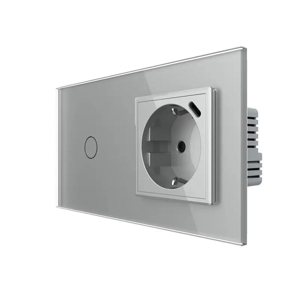 Livolo | Grijs | 1+SR | Aan/Uit | Schakelaar met wandcontactdoos + USB-C Oplader Livolo Nederland B.V.