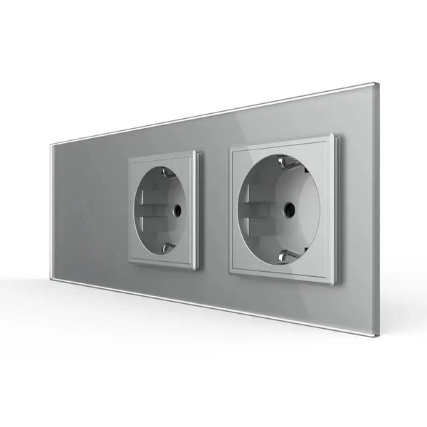 Livolo | Grijs | 1+SR+SR | Aan/Uit | Wisselschakelaar met dubbele wandcontactdoos Livolo Nederland B.V.