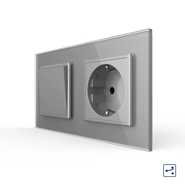 Livolo | Grijs | 2+SR | Aan/Uit | Wissel | Wipschakelaar met wandcontactdoos Livolo Nederland B.V.