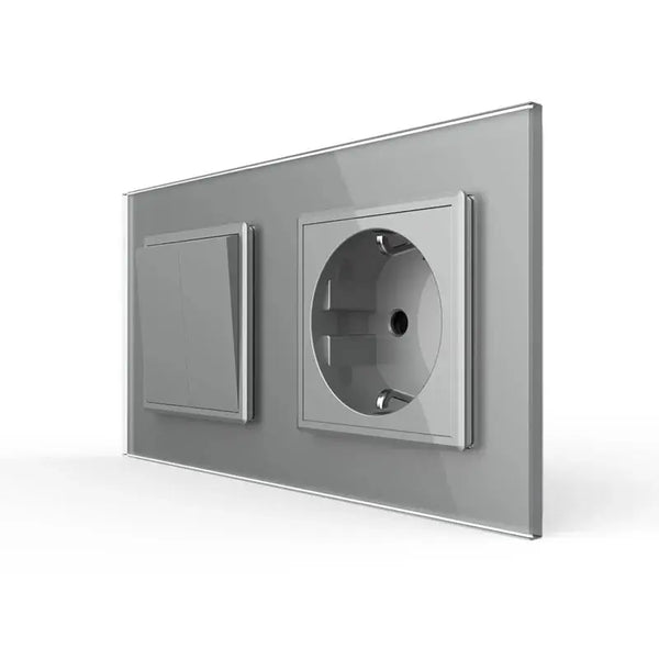 Livolo | Grijs | 2+SR | Puls | Wipschakelaar met wandcontactdoos Livolo Nederland B.V.