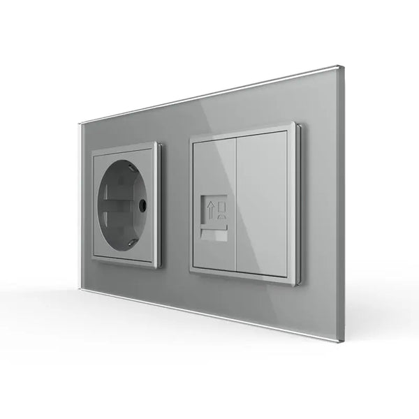 Livolo | Grijs | SR+SR | Wandcontactdoos | Netwerk | Blindplaat Livolo Nederland B.V.