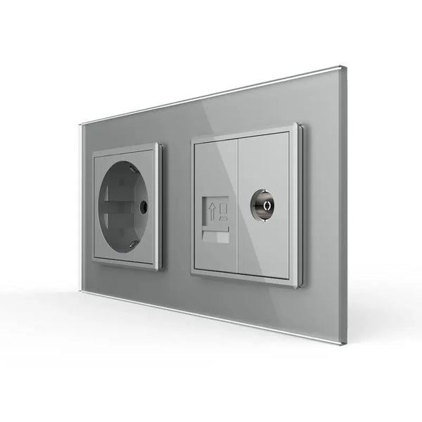 Livolo | Grijs | SR+SR | Wandcontactdoos | Netwerk | TV Livolo Nederland B.V.