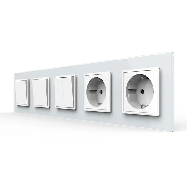 Livolo | Wit | 1+1+2+SR+SR | Aan/Uit | Wipschakelaar met dubbele wandcontactdoos Livolo Nederland B.V.
