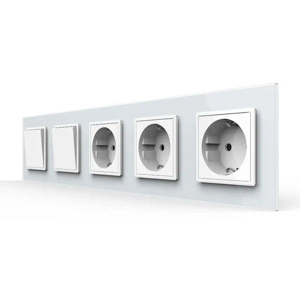 Livolo | Wit | 1+1+SR+SR+SR | Aan/Uit | Wipschakelaar met drie wandcontactdozen Livolo Nederland B.V.