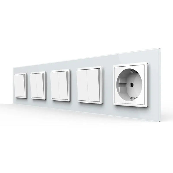 Livolo | Wit | 1+2+2+2+SR | Aan/Uit | Wipschakelaar met wandcontactdoos Livolo Nederland B.V.