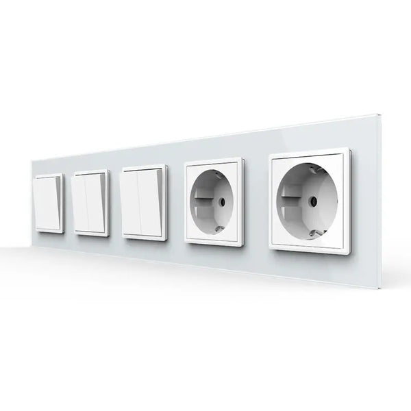 Livolo | Wit | 1+2+2+SR+SR | Aan/Uit | Wipschakelaar met dubbele wandcontactdoos Livolo Nederland B.V.
