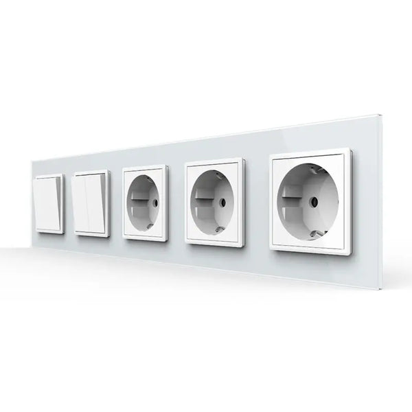 Livolo | Wit | 1+2+SR+SR+SR | Aan/Uit | Wipschakelaar met drie wandcontactdozen Livolo Nederland B.V.