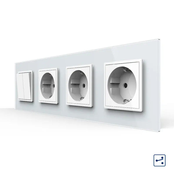 Livolo | Wit | 2+SR+SR+SR | Aan/Uit | Wissel | Wipschakelaar met drie wandcontactdozen Livolo Nederland B.V.