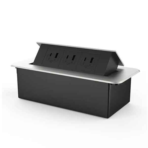 Livolo | Zilver | 3 | Pop-Up stekkerdoos | Push | Inbouw | USB & USB-C - Zwart Livolo Nederland B.V.