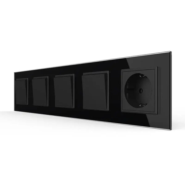 Livolo | Zwart | 1+1+1+1+SR | Aan/Uit | Wipschakelaar met wandcontactdoos Livolo Nederland B.V.