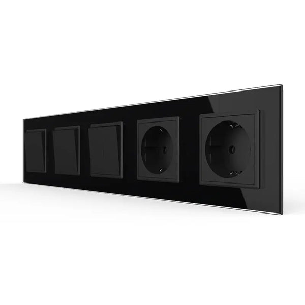 Livolo | Zwart | 1+1+2+SR+SR | Aan/Uit | Wipschakelaar met dubbele wandcontactdoos Livolo Nederland B.V.