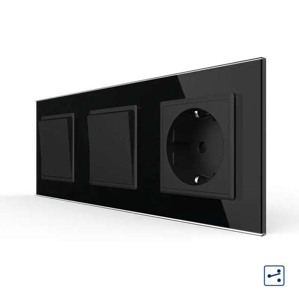 Livolo | Zwart | 1+1+SR | Aan/Uit | Wissel | Wipschakelaar met wandcontactdoos Livolo Nederland B.V.