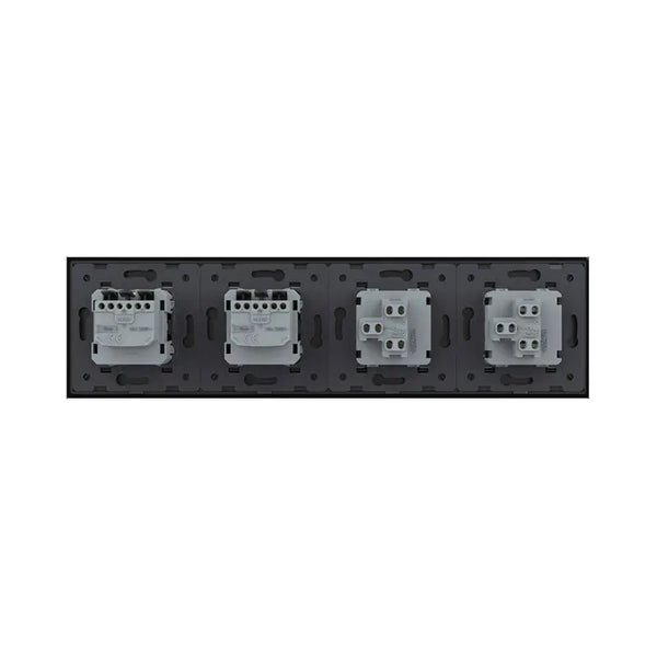 Livolo | Zwart | 1+1+SR+SR | Aan/Uit | Wissel | Wipschakelaar met dubbele wandcontactdoos Livolo Nederland B.V.