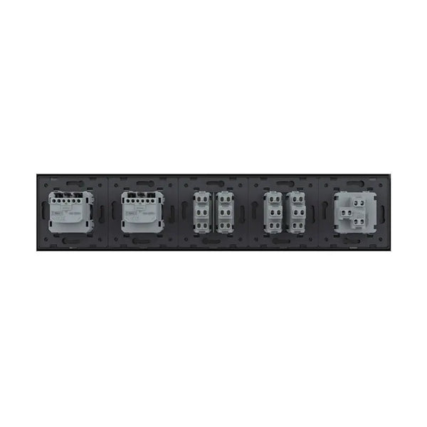 Livolo | Zwart | 1+2+2+SR+SR | Aan/Uit | Wissel | Wipschakelaar met dubbele wandcontactdoos Livolo Nederland B.V.