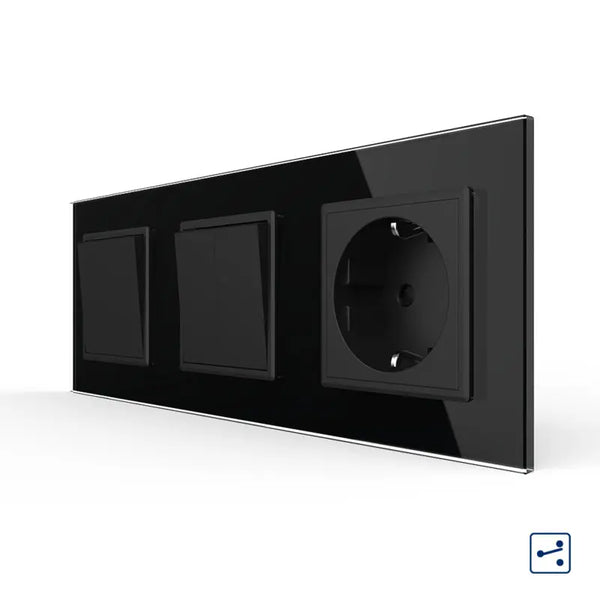 Livolo | Zwart | 1+2+SR | Aan/Uit | Wissel | Wipschakelaar met wandcontactdoos Livolo Nederland B.V.