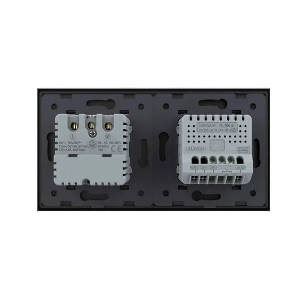 Livolo | Zwart | 1+SR | Aan/Uit | Schakelaar met wandcontactdoos + USB-C Oplader Livolo Nederland B.V.