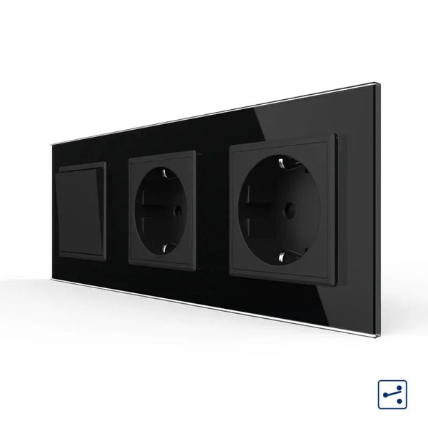 Livolo | Zwart | 1+SR+SR | Aan/Uit | Wissel | Wipschakelaar met dubbele wandcontactdoos Livolo Nederland B.V.