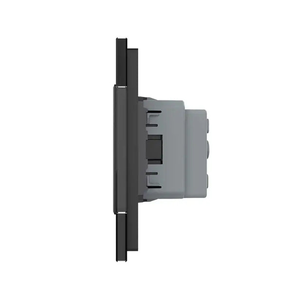 Livolo | Zwart | 1+SR+SR | Dimmer | Wisselschakelaar met dubbele wandcontactdoos Livolo Nederland B.V.