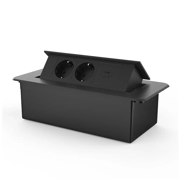 Livolo | Zwart | 3 | Pop-Up Stekkerdoos | Push | Inbouw | Dubbel Stopcontact + USB-C Oplader - Zwart Livolo Nederland B.V.