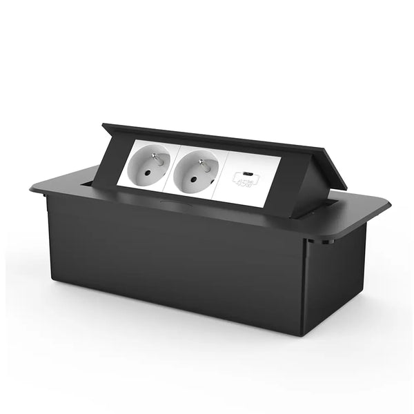 Livolo | Zwart | 3 | Pop-Up Stekkerdoos | Push | Inbouw | France | Dubbel Stopcontact + USB-C Oplader - Wit Livolo Nederland B.V.